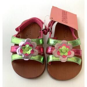 Gymboree Infant Toddler Girls Shiny Flower Sandals Size 3 Vintage Spring Shoes